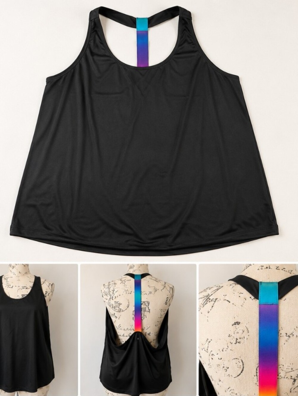 #1165 NWT Rapidry Women's Plus Size Black Racerback Athletic Tank Top